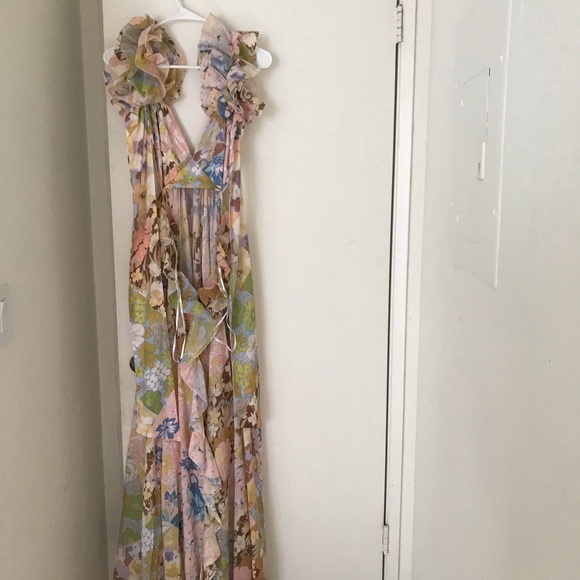 Zimmermann Cream Flutter Sleeve Midi Dress V-Neck - Picture 7 of 10